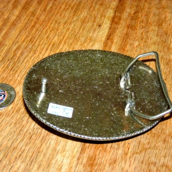 Women's belt buckle, oval blue stones, Buckles a la Mode brand - Picture 3 of 4